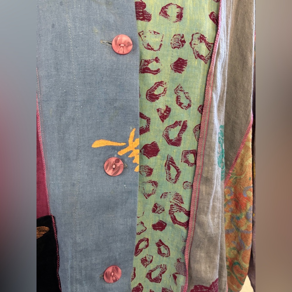 SCRAMBLE Multicolor Patchwork Button Down Shirt - image 5